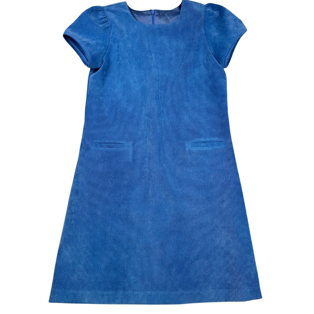 Bergdorf Goodman M Ferrari Girls Blue Corduroy Shift Dress Made in Italy Size 12